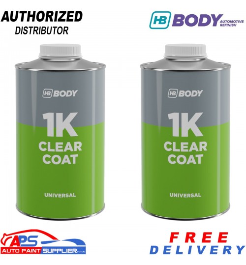2x HB BODY 1K Clear Coat Universal 1L Transparent Fast Dry Car Lacquer